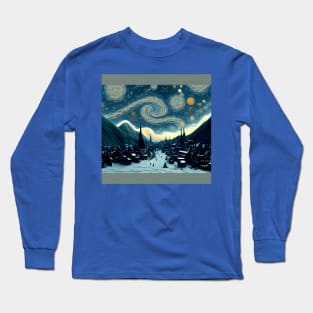 Starry Night Over Hogsmeade Village Long Sleeve T-Shirt